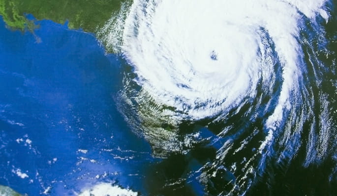 An aerial image of a windstorm or cyclone.