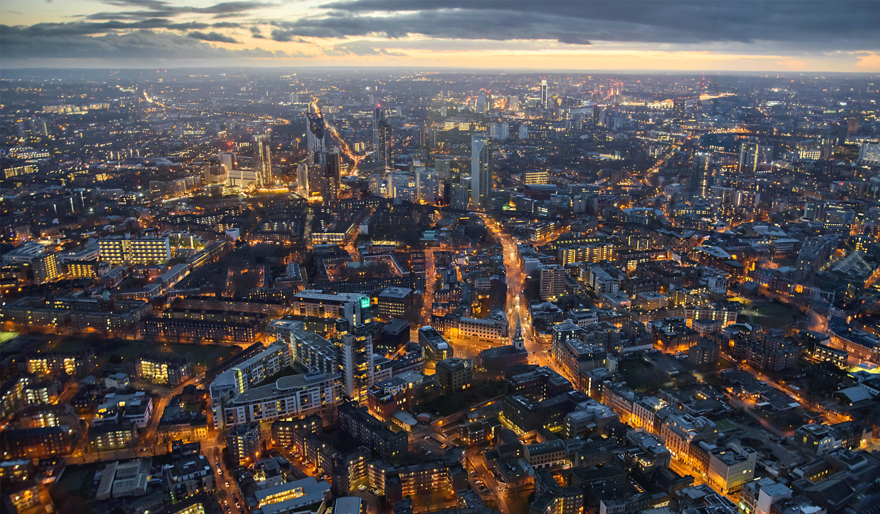 The city of London at night