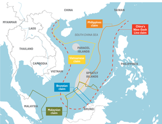 Map showing Chinese territorial water boundaries