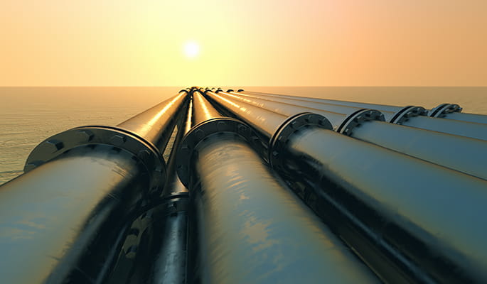 Image of 6 gas pipelines, side by side