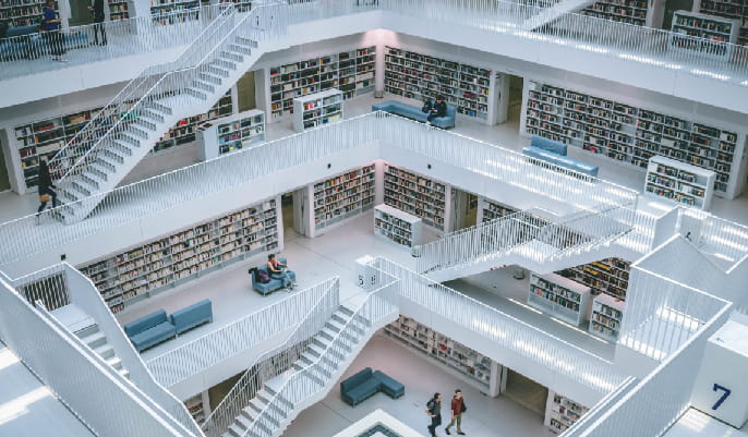 Image of a modern multi-level library 
