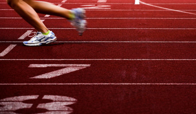 A image of an athlete on a running track