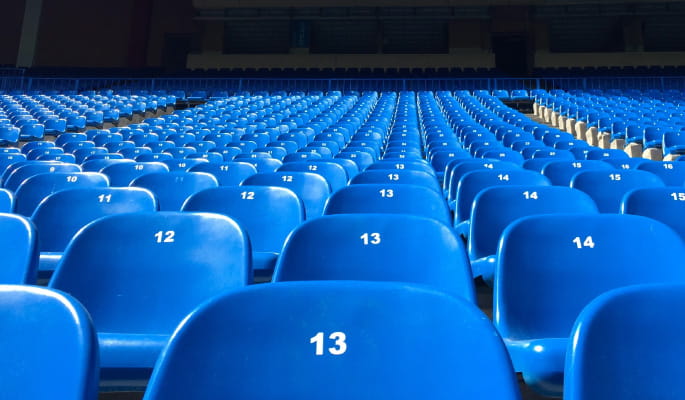 stadium blue seats with numbers