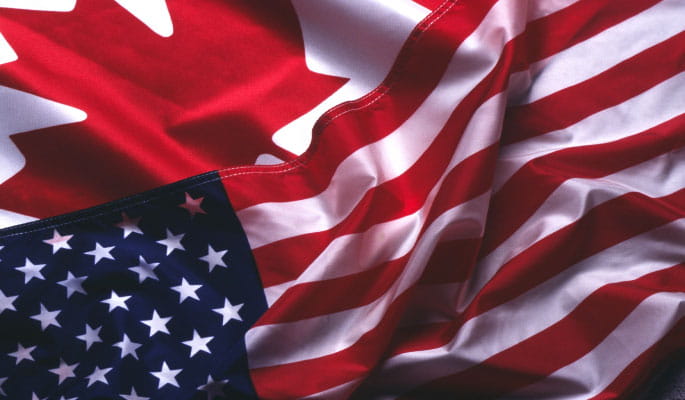 Image of the Canadian and American flags