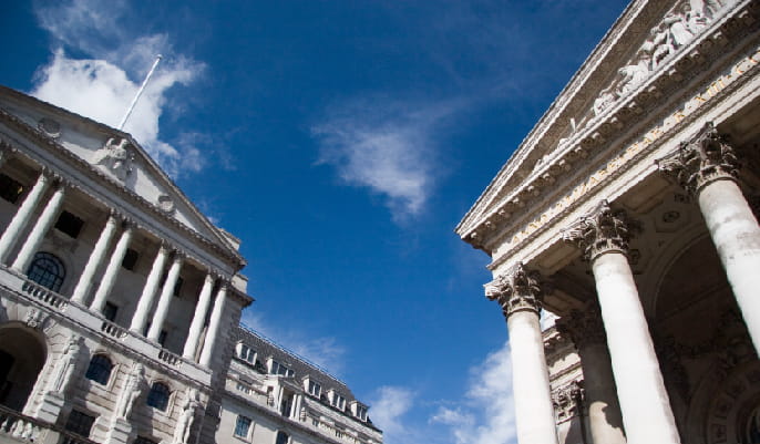 View of the Bank of England and Royal Exchange