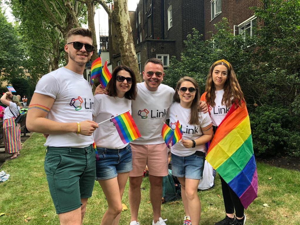 Miller colleagues at 2019 Pride festival