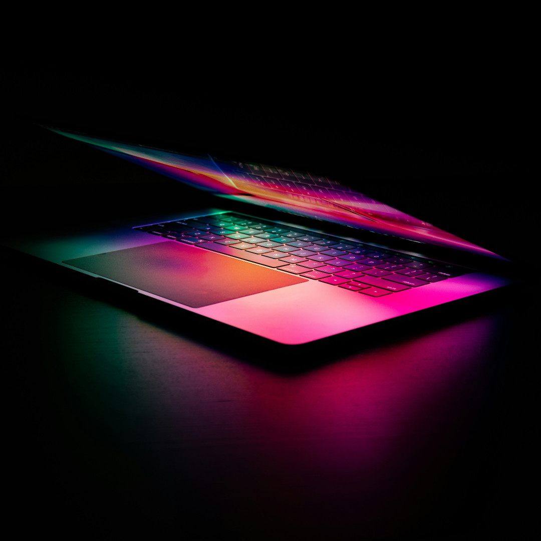 glowing laptop