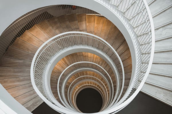 Spiral wooden staircase