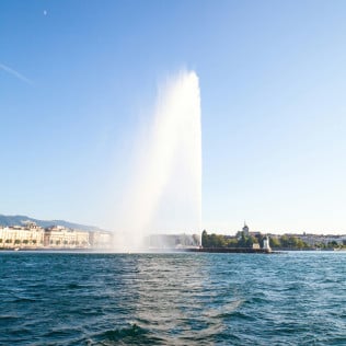 water fountain in lake